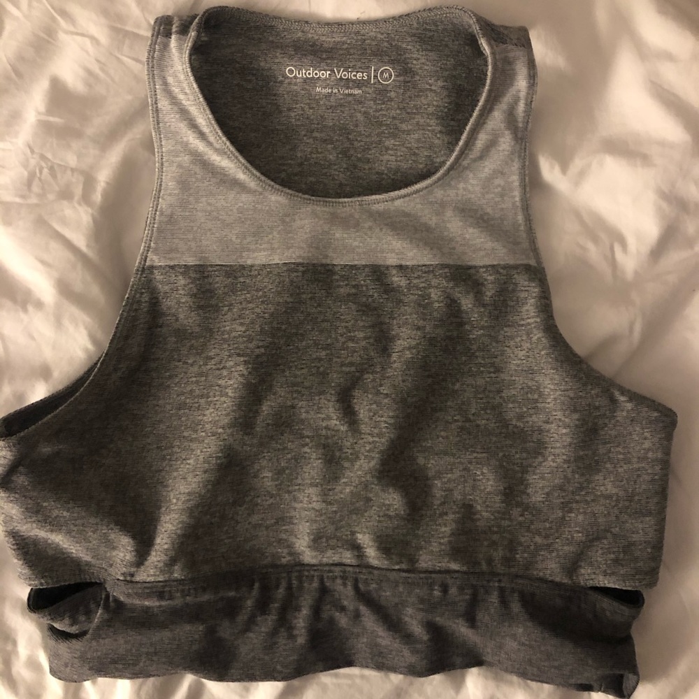 Outdoor Voices Gray Slash Back Cutout Sports Bra M
